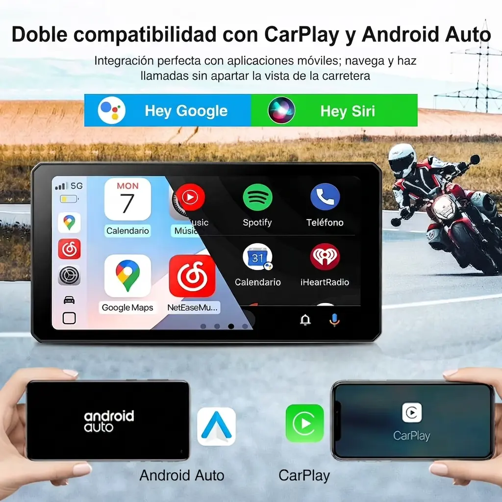 Pantalla para Moto con Carplay y Android Auto, Cámaras y TPMS, 6 pulgadas - Imagen 2